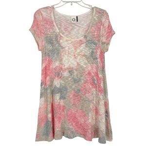 Anthropologie Akemi + Kin Top Knit Size S Scoop Neck Pink Floral Cap Sleeve
